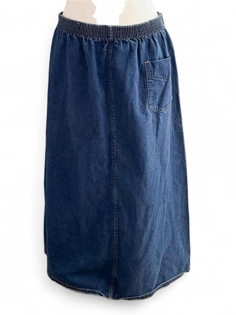 Vintage Hunter Sportswear Denim Midi Skirt | Elastic Waist | Plus Size 16